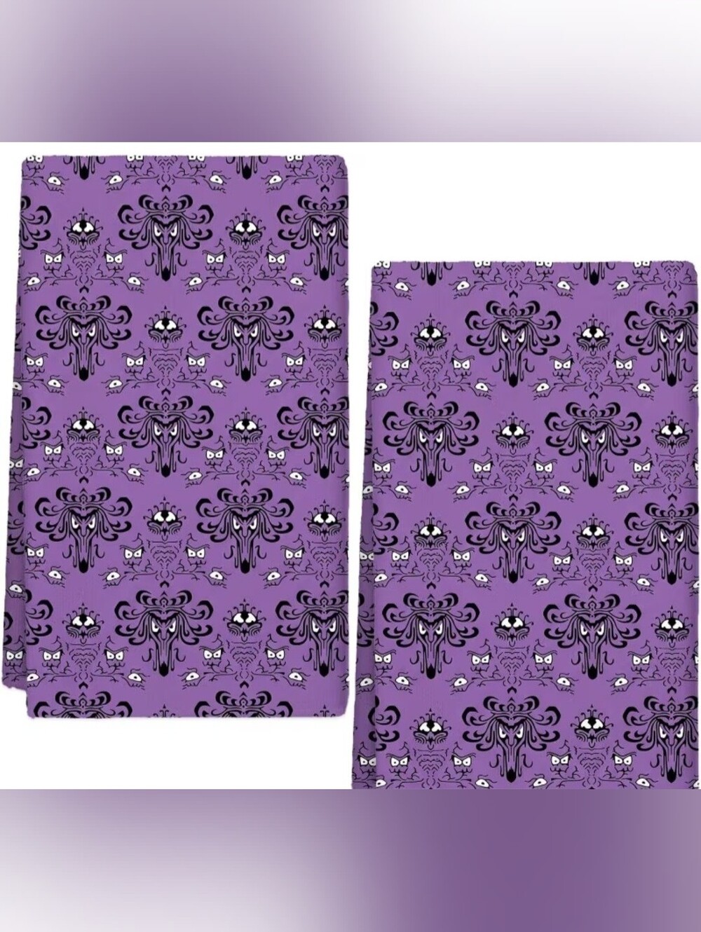 Set Of 2 Purple Haunted Mansion Halloween Towels